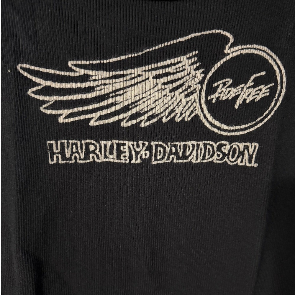 Harley Davidson Ride Free Ribbed Size L Tank Top Black Graphic Scoop Neck 0635 - Picture 3 of 5
